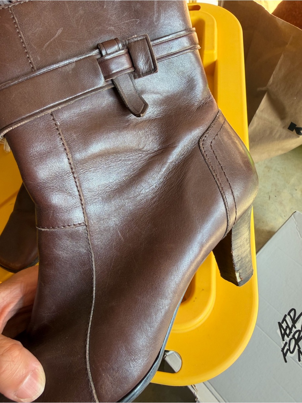 Women’s Brown Leather Mid-Heel Boots